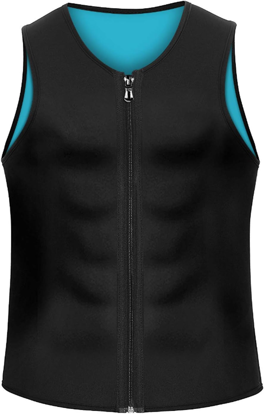 ThermaFit Men's Neoprene Sauna Vest with Zipper – Sweat Waist Trainer & Compression Workout Tank Top