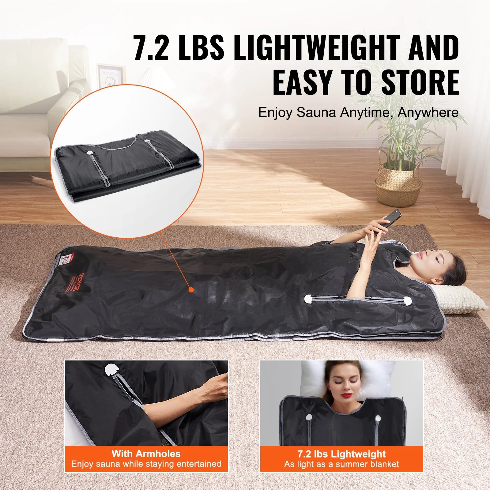 THERMAFIT Portable Infrared Sauna Blanket for Detox, Weight-loss & Relaxation – Adjustable Heat Levels, Timer, and Arm Holes