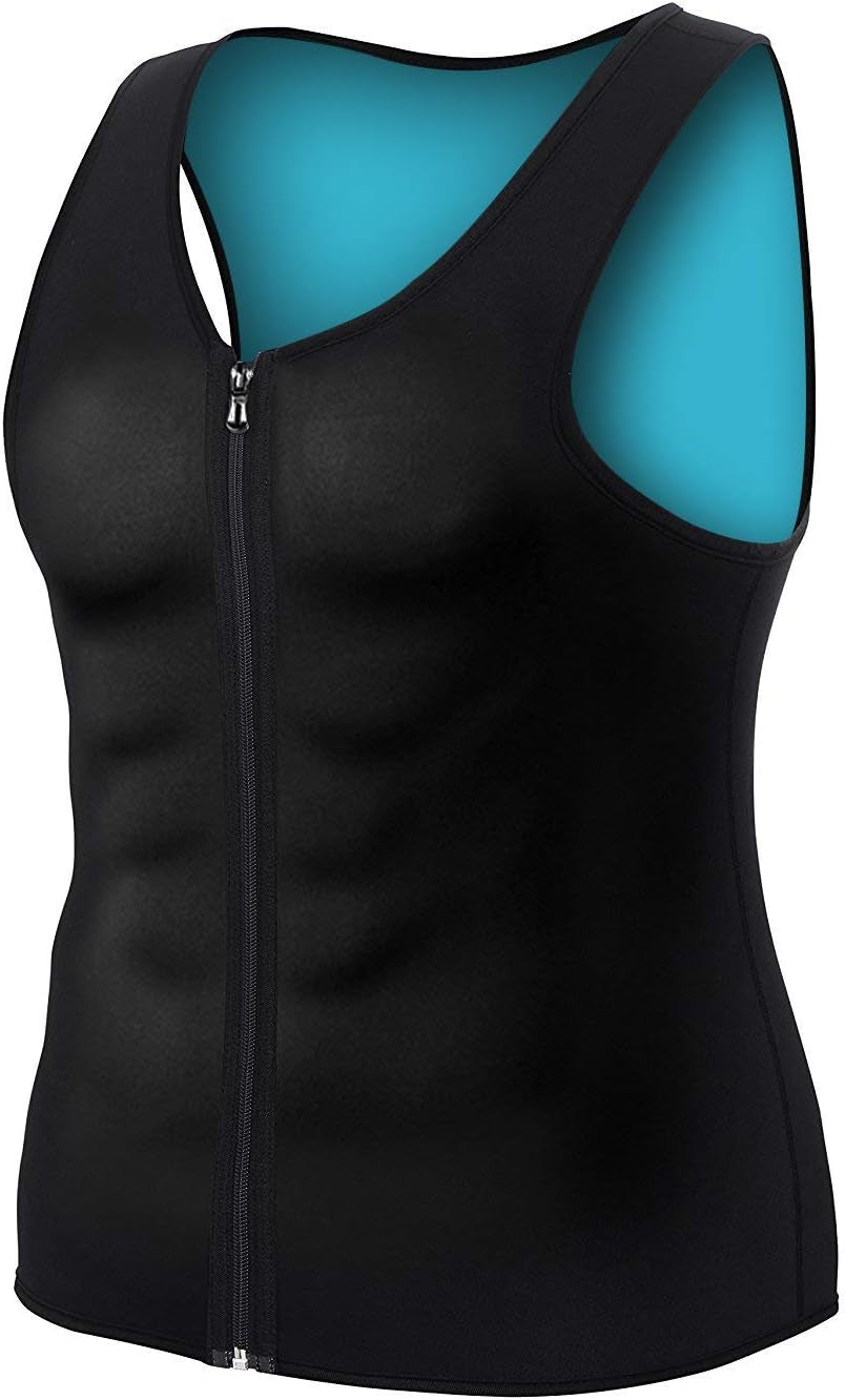 ThermaFit Men's Neoprene Sauna Vest with Zipper – Sweat Waist Trainer & Compression Workout Tank Top